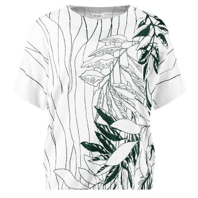 Gerry Weber Foliage Print Knitted Short Sleeve Knitted Top